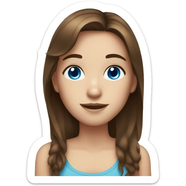 Girl with brown hair blue eyes and freckles sticker