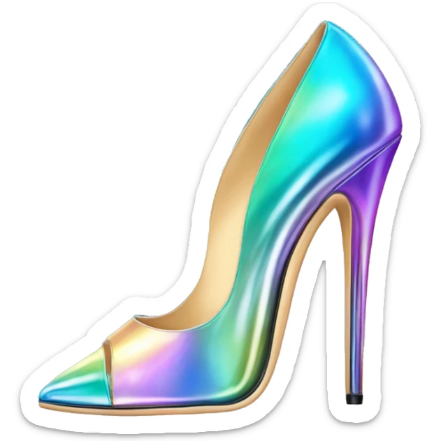 Realistic isolated top view of a pair of iridescent jimmy Choo stiletto high heel shoes. sticker