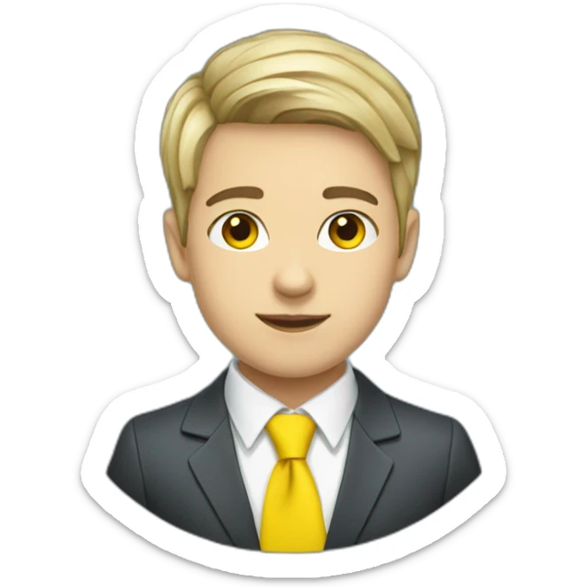 Ukrainian student wearing a suit in the color of the Ukrainian flag sticker