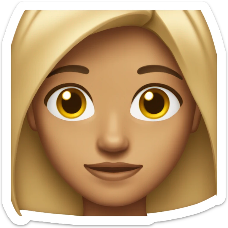 Slightly tanned skin with light brown eyes and brown straight hair sticker