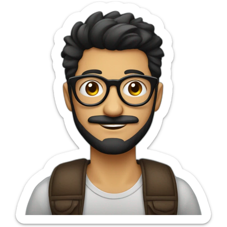 chico guero con lentes hipster, cabello negro despeinado con arete en la oreja izquierda sin barba sin bigote sticker