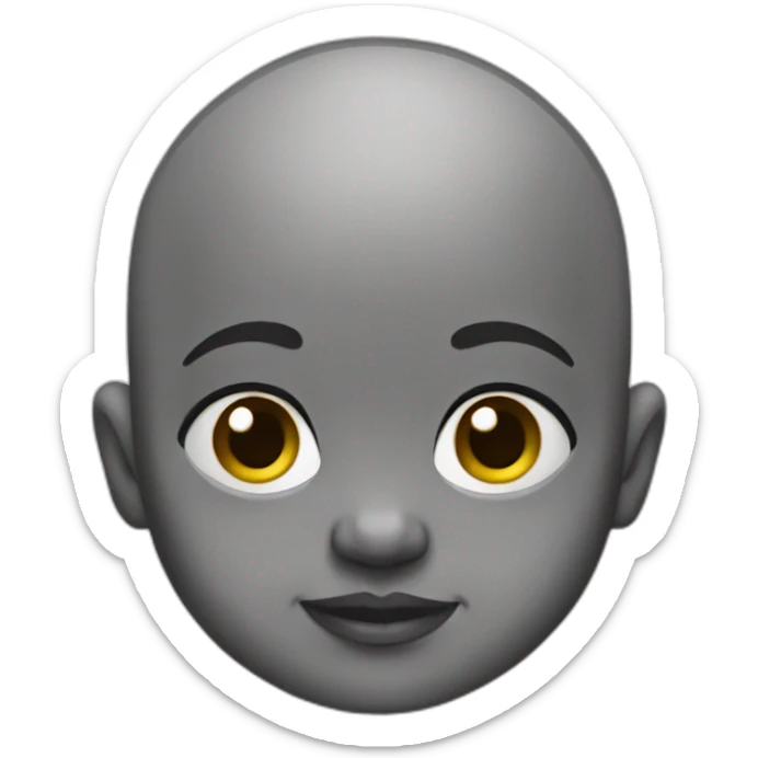 Bald Baby emoji with grey skin and very few hairs sticker