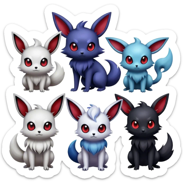 Cool Cute Kawaii Noibat-Eevee-Absol-Zorua-Umbreon-Pokemon Full Body   sticker
