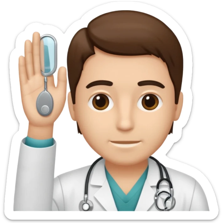 Radiografía de mano sostenida por un médico sin estetoscopio bata blanca  piel clara cabello café obscuro hombre sticker