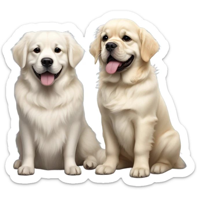 English cream golden retriever and an oreo colored french bulldog as best friends sticker