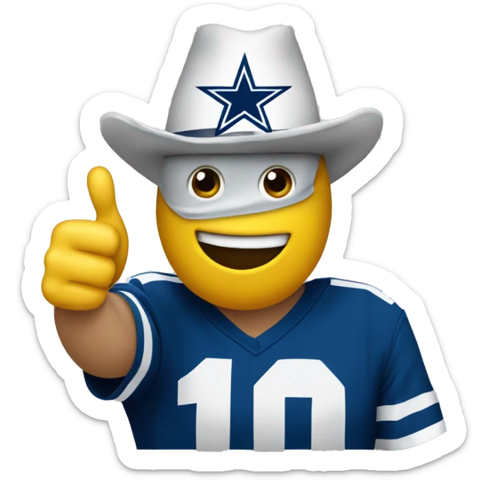 Dallas cowboy fan with trash bag face coving holding there thumbs up sign sticker