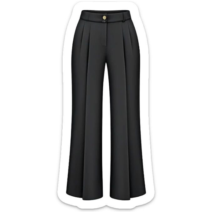 only the palazzo pants garment, moderate wide leg dress pants, formal with button, isolated flat lay, no human, no model, just the clothing item on white background sticker