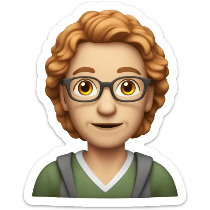55 year old somewhat wrinkly white south african teacher with orangish brown hair giving a smug look to the camera sticker