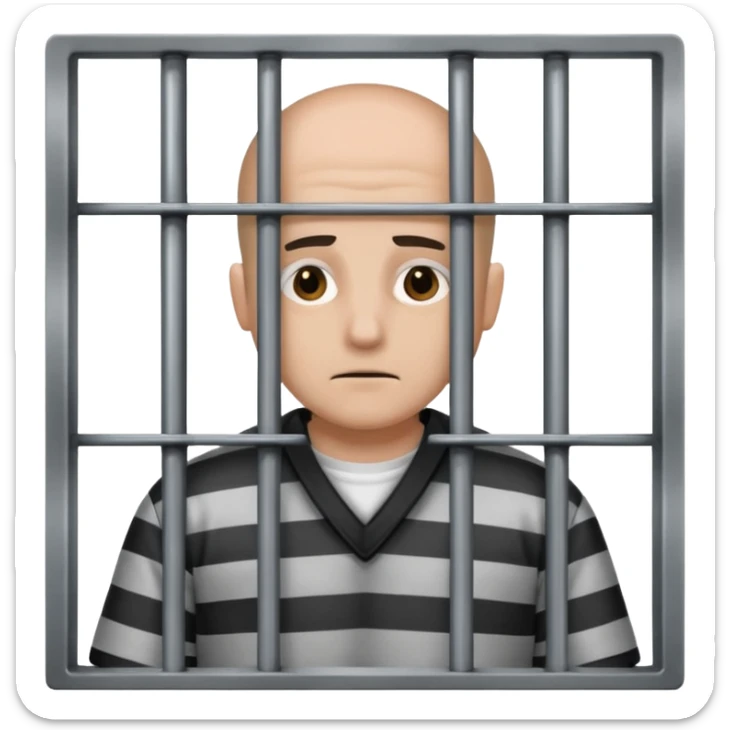 criminal in jail behind bars the bars should be in front of the person and the bars can be over the person's face sticker