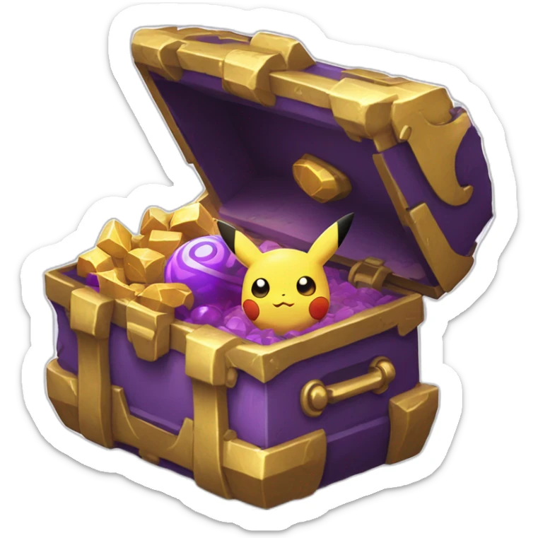 Pokemon Game LootCase Purple Chaotic Color Rich Treasure Legendary Epic Items and Pokemons Inside sticker
