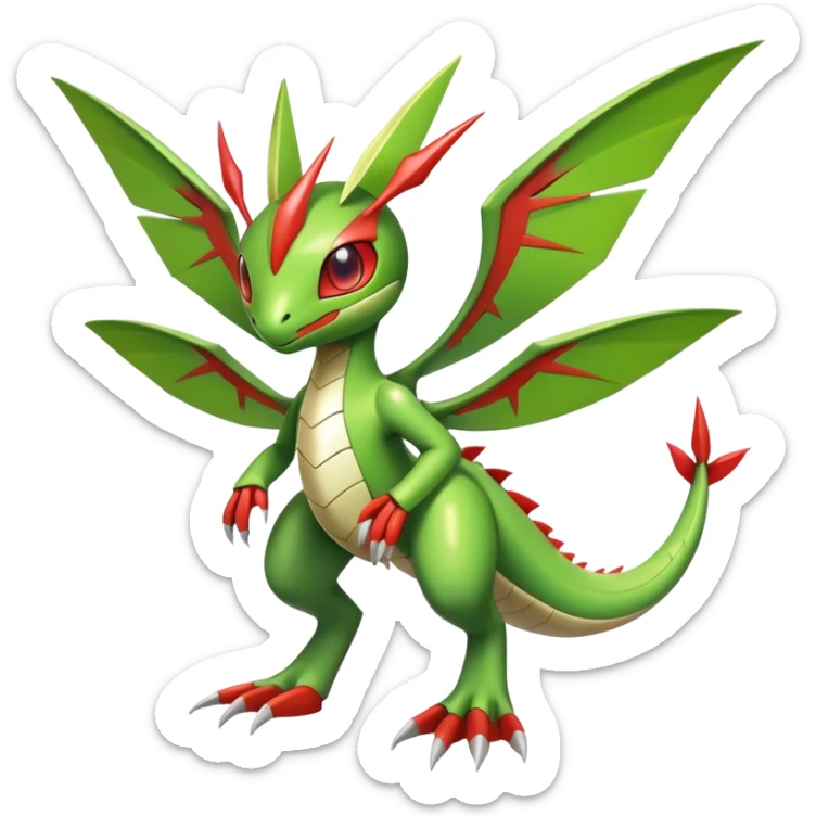 Cute Cool Edgy Shiny Futuristic Ethereal Legendary Kartana-Digimon-Flygon-hybrid full body sticker
