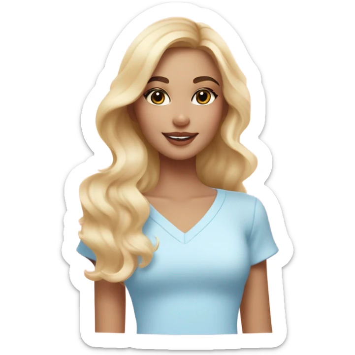 Make a girly, skincare coquette baby blue girl blonde sticker