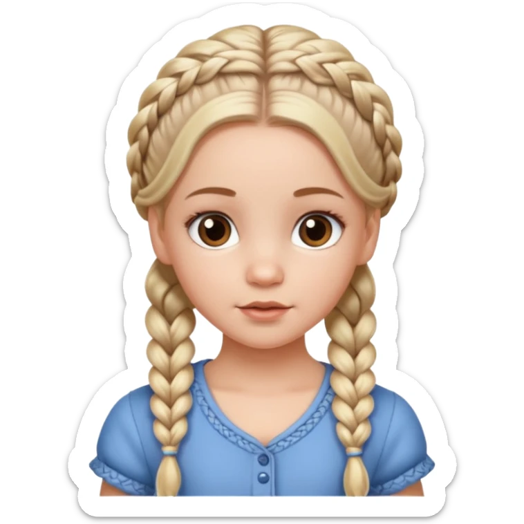 white girl with baby hair detailed full braids,  sticker
