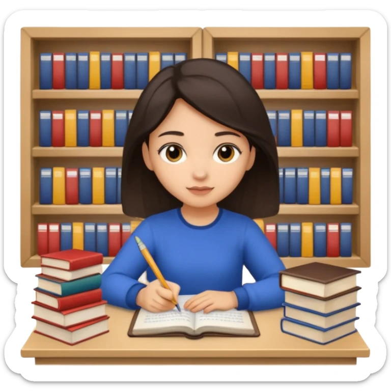 dark hair light skin girl with long hair studying for medical school exam  sticker