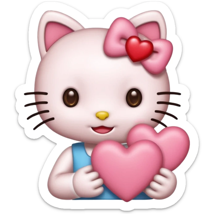 Połącz mi zwykłe hello kitty na białym tle, ale żeby ono wyglądało jak ta emotka: 🥰 sticker