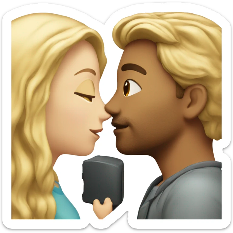 Guy with light Brown hair kissing a Girl with Blond hair sticker