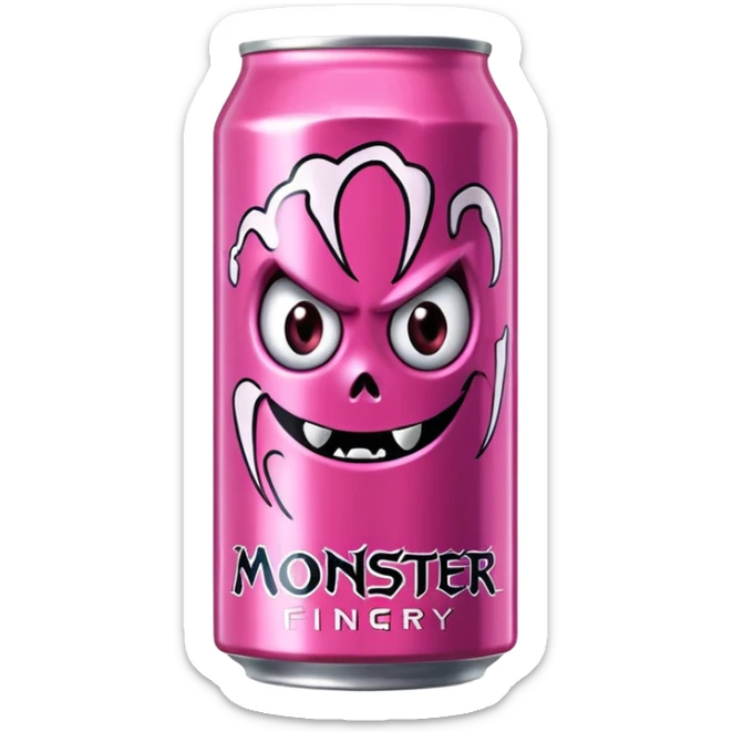 Pink monster energy drink with the logo of original monster company energy drink do not add the face in it just normal monster can  sticker