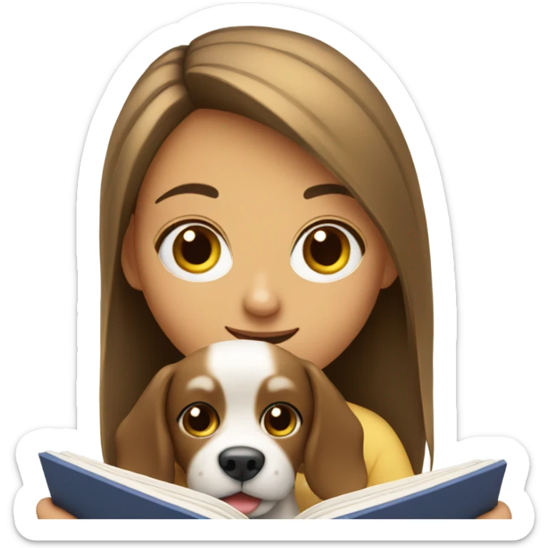 Am I bothering you? Girl reading but dog laying on book sticker