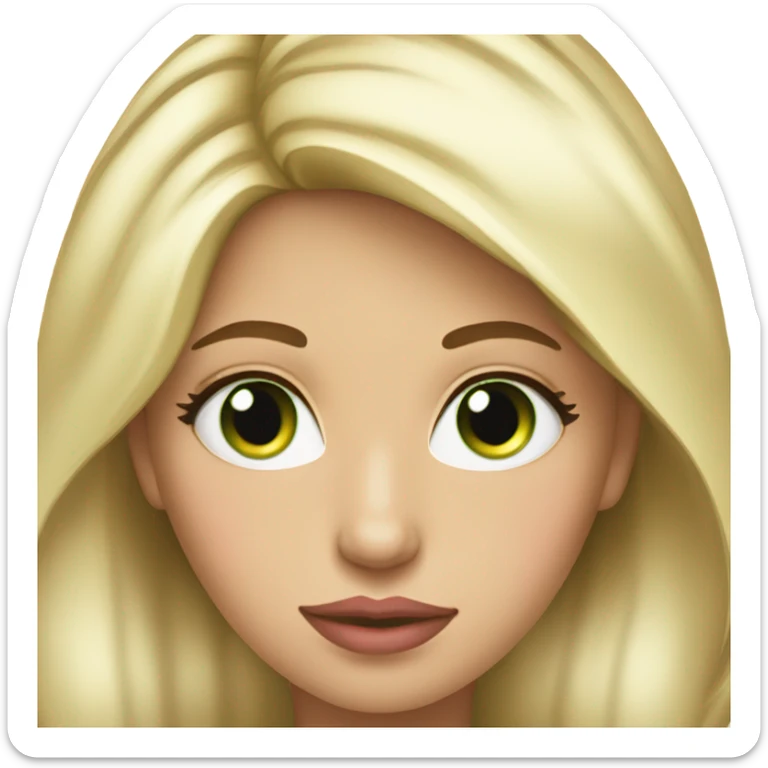 Pretty woman, Blonde highlights hair, smaller shaped green color  pink lips sticker