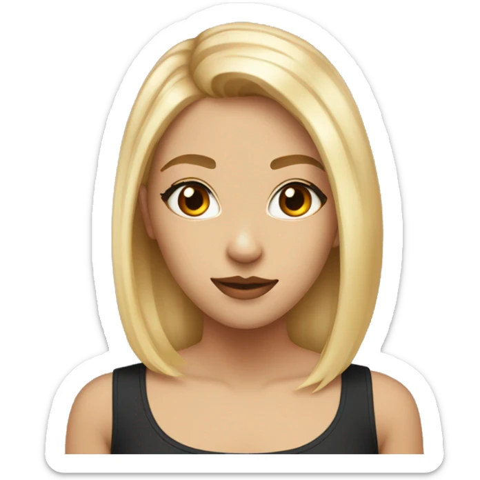 Girl with impossibly blue and orange eyes with blonde hair and black highlights  sticker
