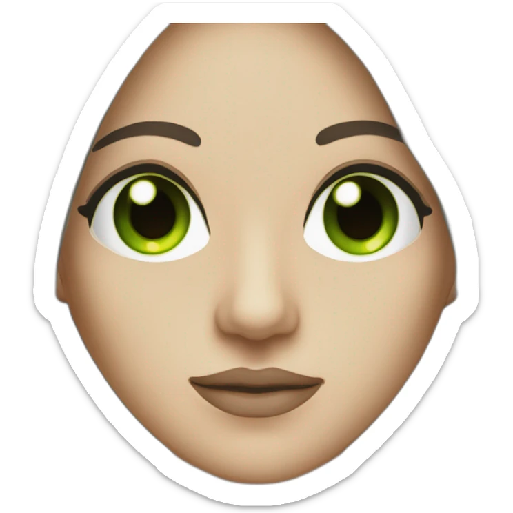 lasik eye surgery mask with dark brown long straight hair green eyes sticker