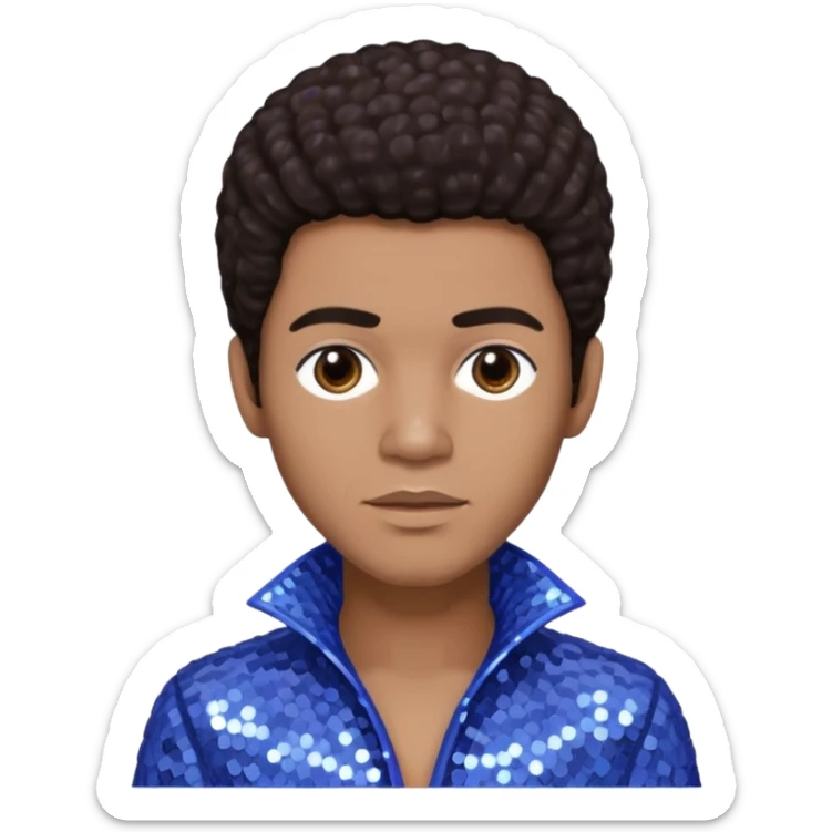 Bobby Farrell from Boney M with dark brown hair, periwinkle sequin outfit sticker