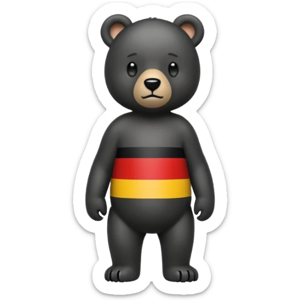 simple and expressive emoji of the Berlin Bear inspired by the Berlin flag, no text sticker