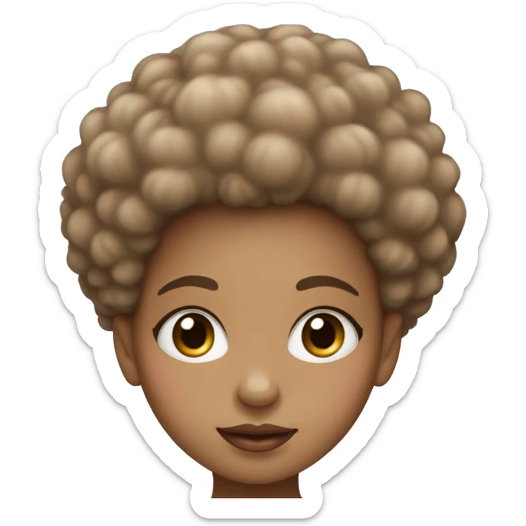 a little girl face with light brown afro hair, blue eyes and pink lips  sticker
