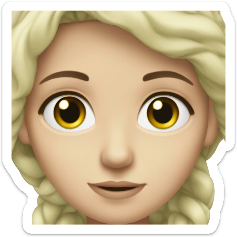 White girl with dark hair green eyes listening to music  sticker