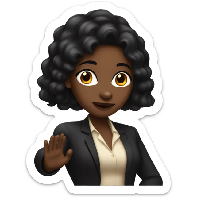 Rich black girl with long black hair signaling stop with her hand sticker