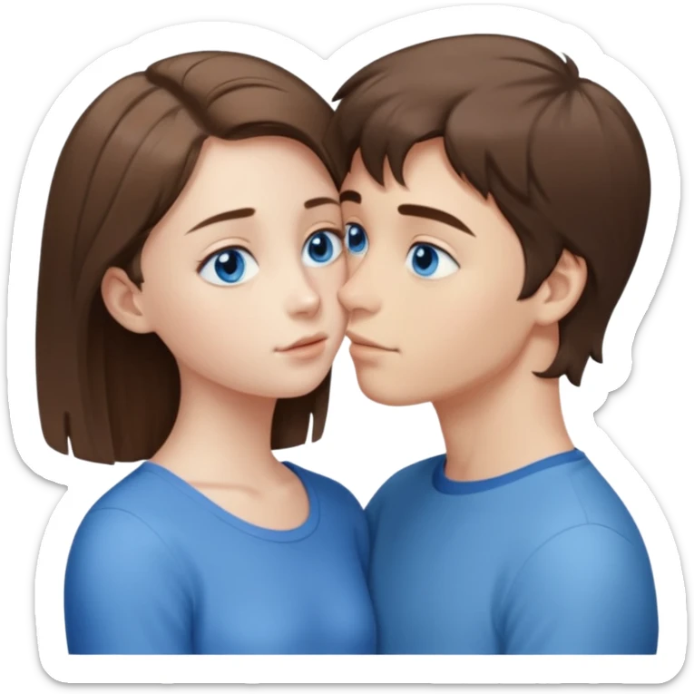 tall pale boy with blue eyes and medium length hair kissing a short girl with blue eyes and light brown shoulder length hair  sticker