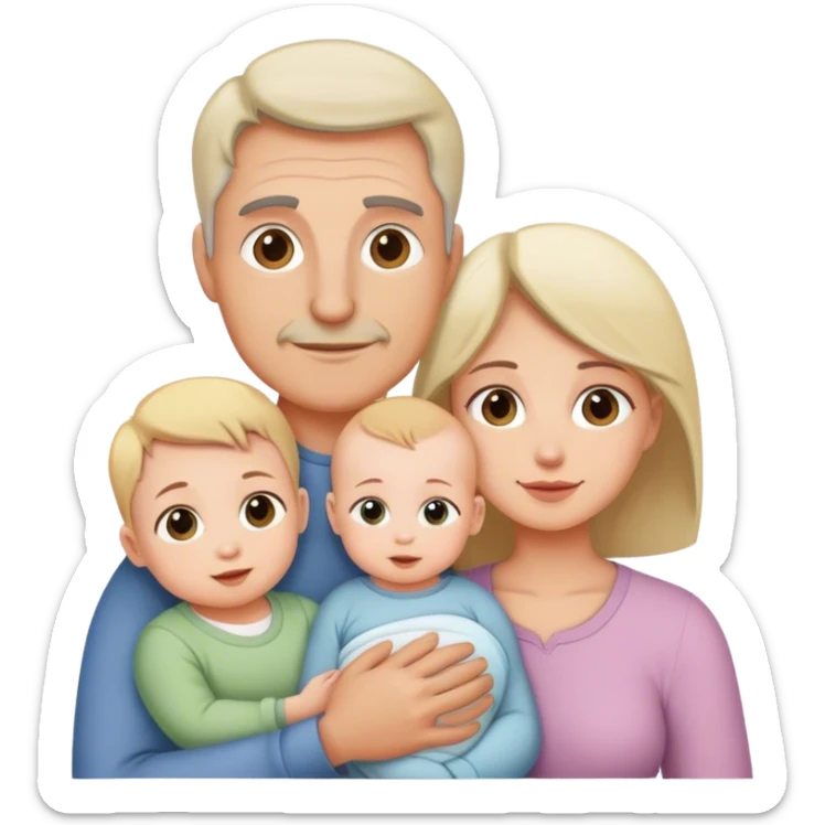 Famille 4 personne 1 fils aîné 1 fille bébé  1 père 1 mère sticker