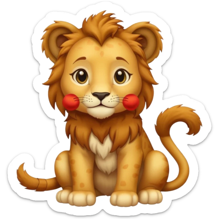in lion family, only baby Girl lion., full body, single tail sticker