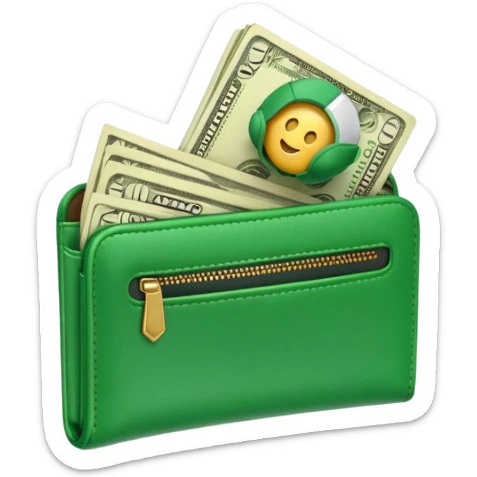 Aviator money emoji, wallet full of cash, casino vibe, premium 3D emoji style, clean, no background
 sticker