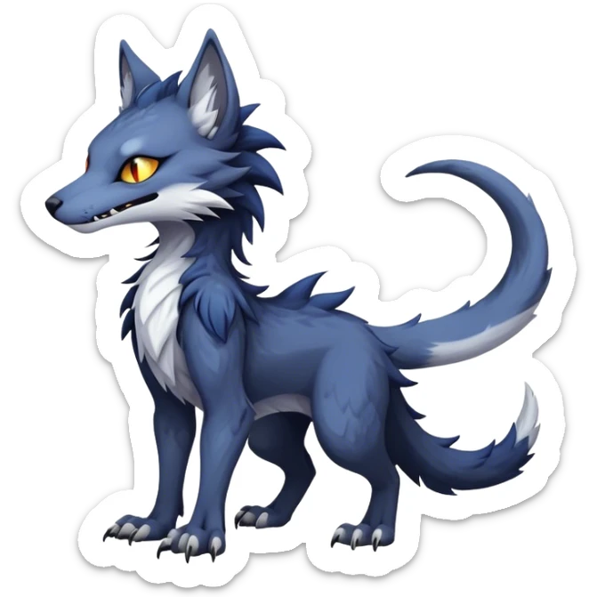 dark cool edgy fantasy feline-vernid-sergal-fursona animal creature with a tufted tail full body sticker