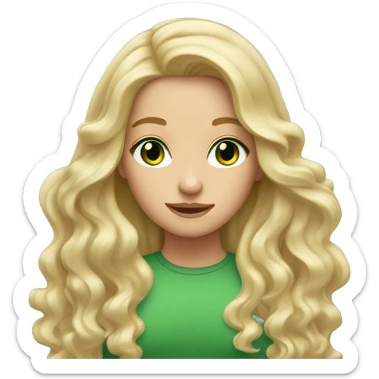 long wavy blonde hair girl green eyes sticker