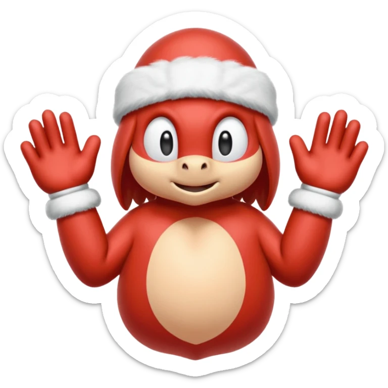 Sonic the hedgehogs friend knuckles a red animal with peach arms and white gloves sticker