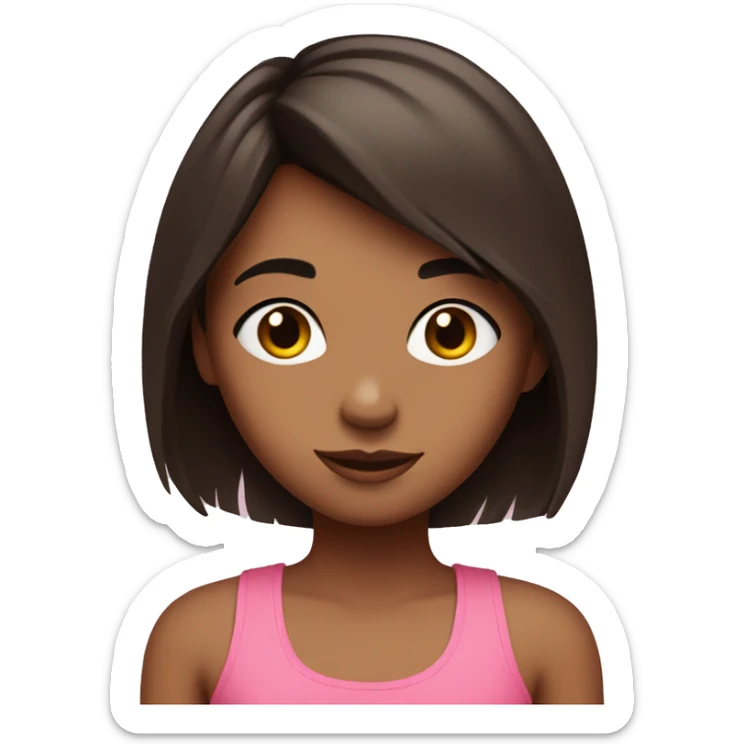 cute girl with a short dark-brown modern shag haircut & a pink tank top. sticker