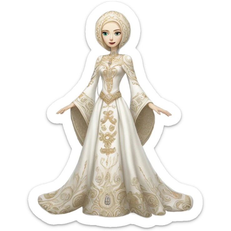 a white alien woman full body in Romanov dress sticker