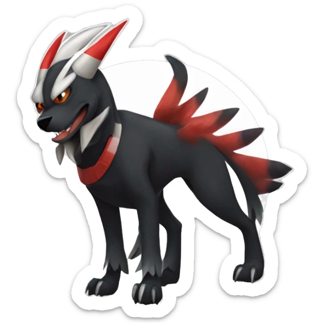Black Cool Edgy Nargacuga-Houndoom-Fakémon  with White and Red Edgy markings sticker