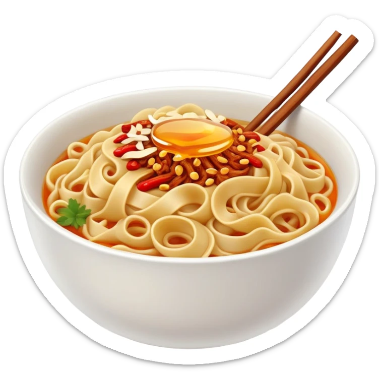 Bowl noodles with hot spices: chili, ginger horseradish and honey sticker