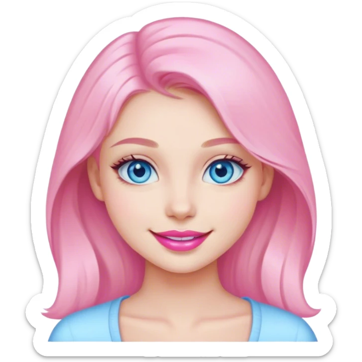 portrait of smiling girl with blue eyes and pink lipstick  sticker