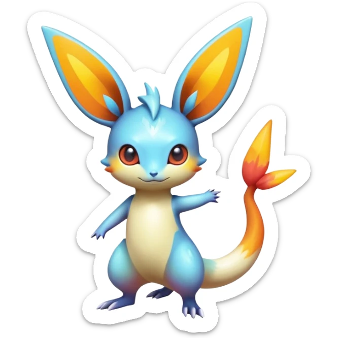 Colorful Shiny Exotic Victini-Salandit-Minccino-Emolga-Fakémon-hybrid-creature (full body)  sticker
