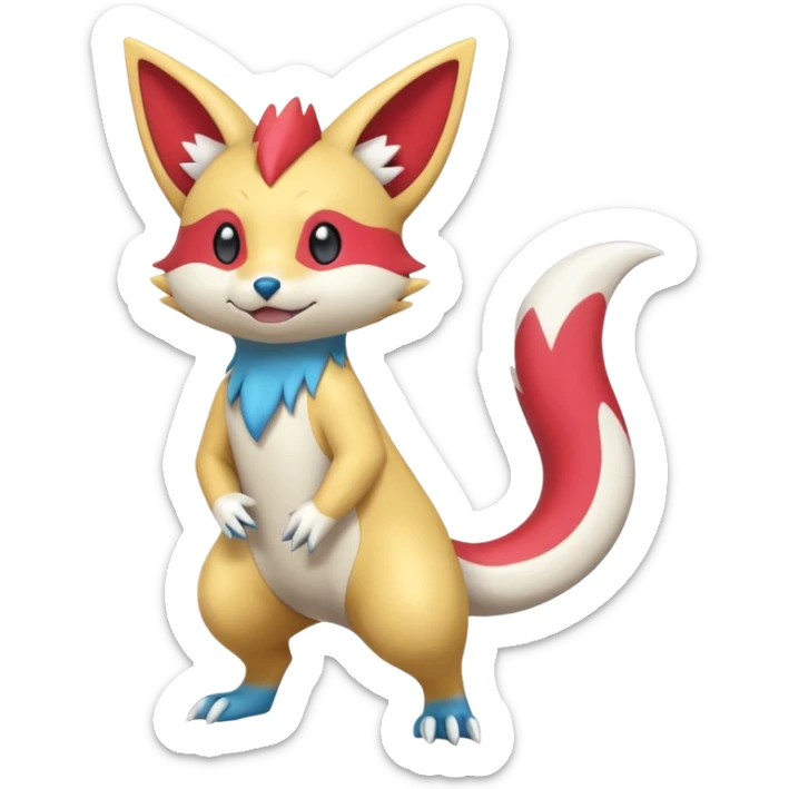 Colorful Painted Asian Cartoony Anime-styled Sneasel-Buizel-Zangoose-hybrid-fusion, full body sticker