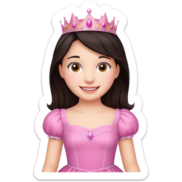 chica vestida de princesa con vestido rosa , piel blanca , pelo oscuro sticker