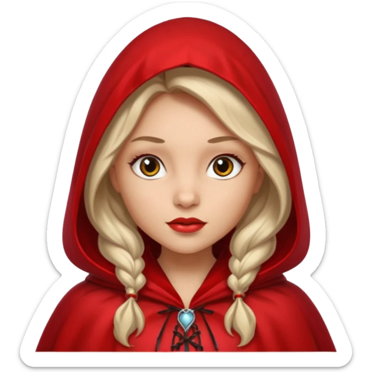 Little red riding hood light skin black with straight long wavy hair and long eyelashes  sticker