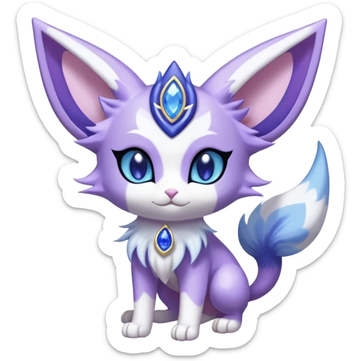 Shiny Exotic Cute Adorable Majestic Espeon-Purrloin-Delcatty-Meowstic-Hybrid-Creature with pattern-markings sticker