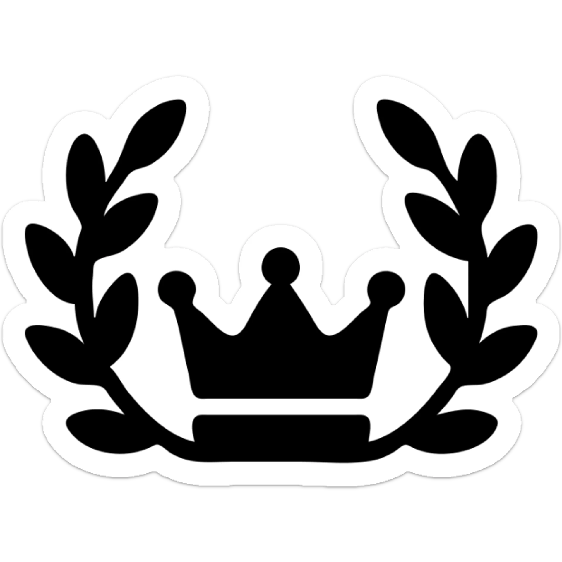 minimal icon of a Greek god crown with more perspective, laurel leaves arranged more horizontally, in silver color, type 3 sticker