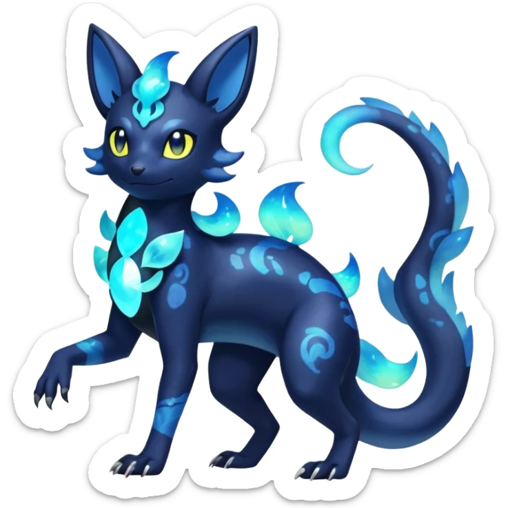 Colorful Iridescent Exotic Nebulae Salandit-Meowstic-Umbreon-Fakémon-hybrid-creature (full body)  sticker