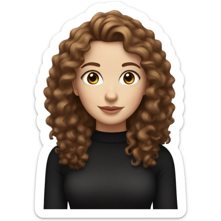 Pretty White Woman with Brown Curly Hair, Wearing a Black Jumper sticker